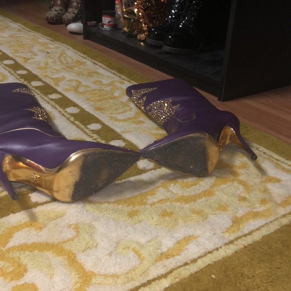 Purple Versace Western Studded Boots - Picture 10 of 13